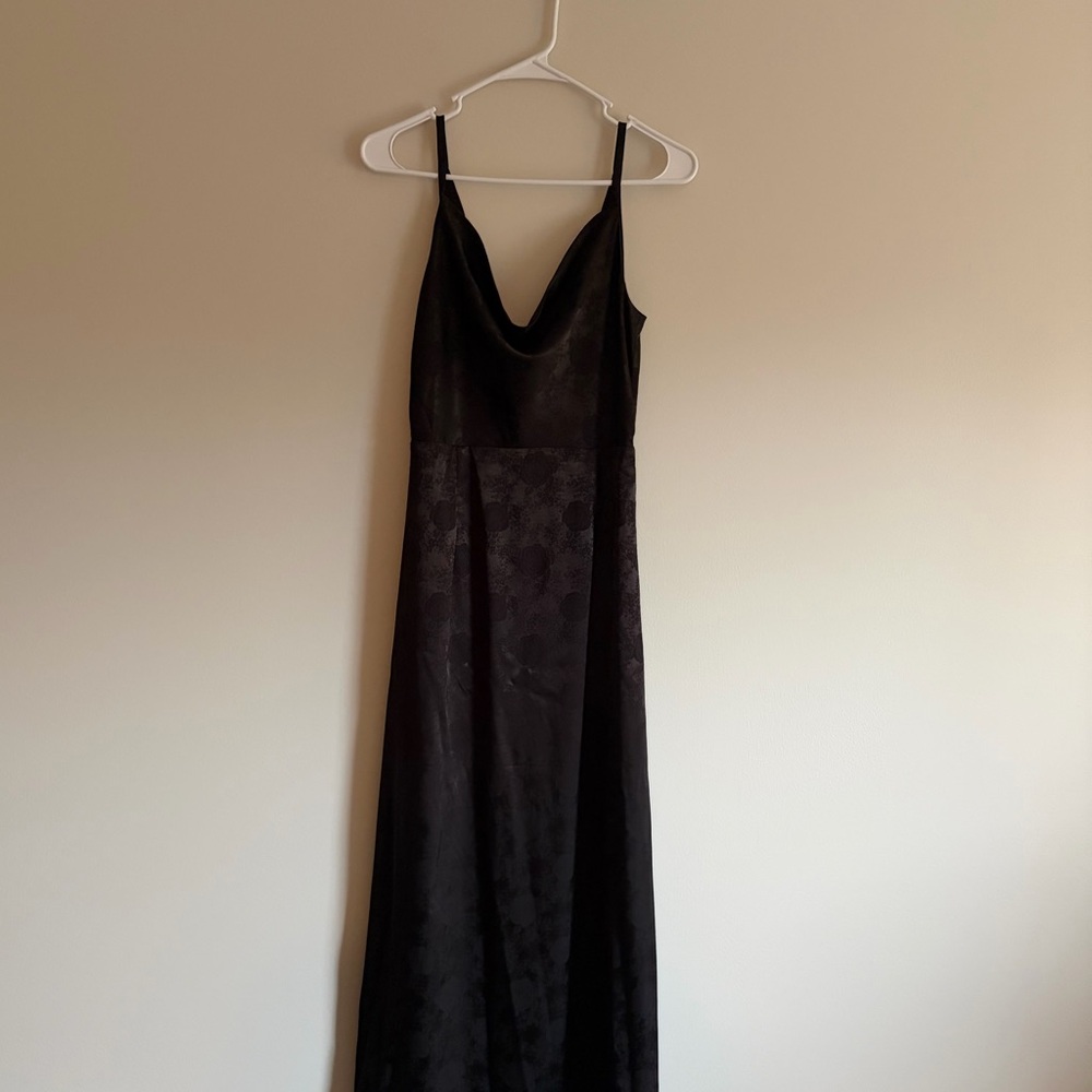 Lulus Black Satin Jacquard Maxi Dress - Picture 4 of 8